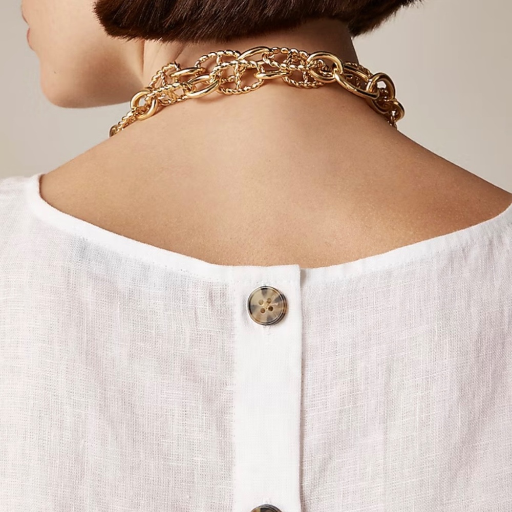 J Crew white Squareneck button-back top in linen M NWT - Picture 3 of 8
